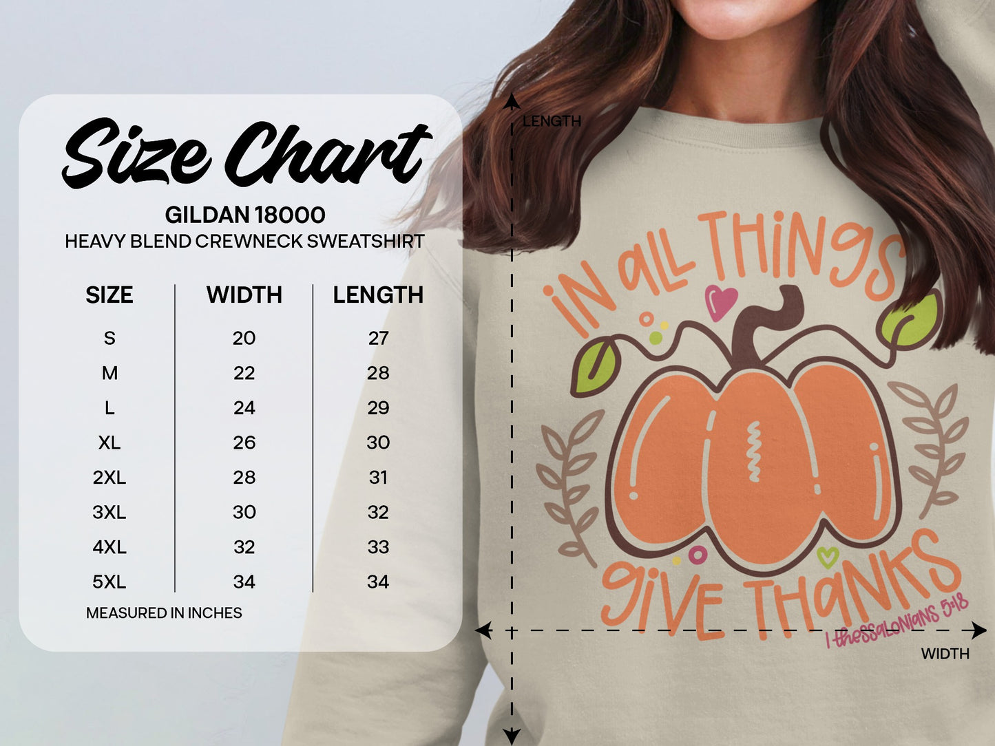 In All Things Give Thanks Design Crewneck Sweatshirt