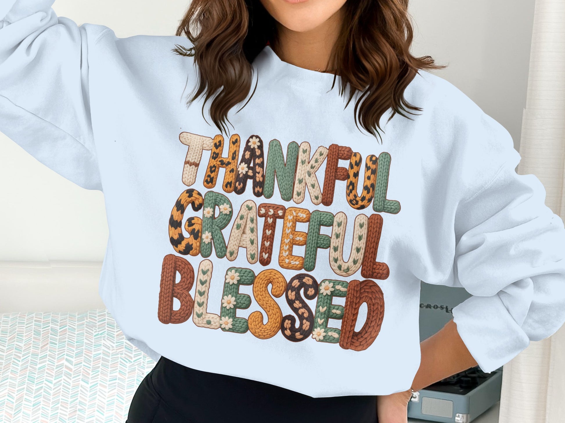 Thankful Grateful Blessed Cozy Sweatshirt Apparel