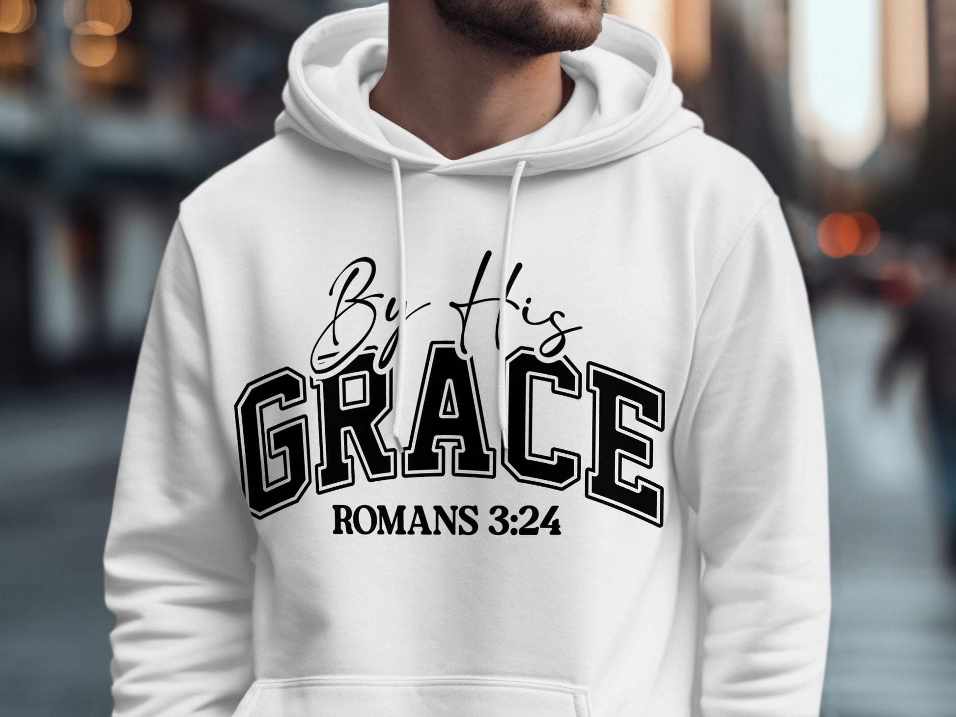 By His Grace Romans 3:24 Inspirational Hoodie product type
