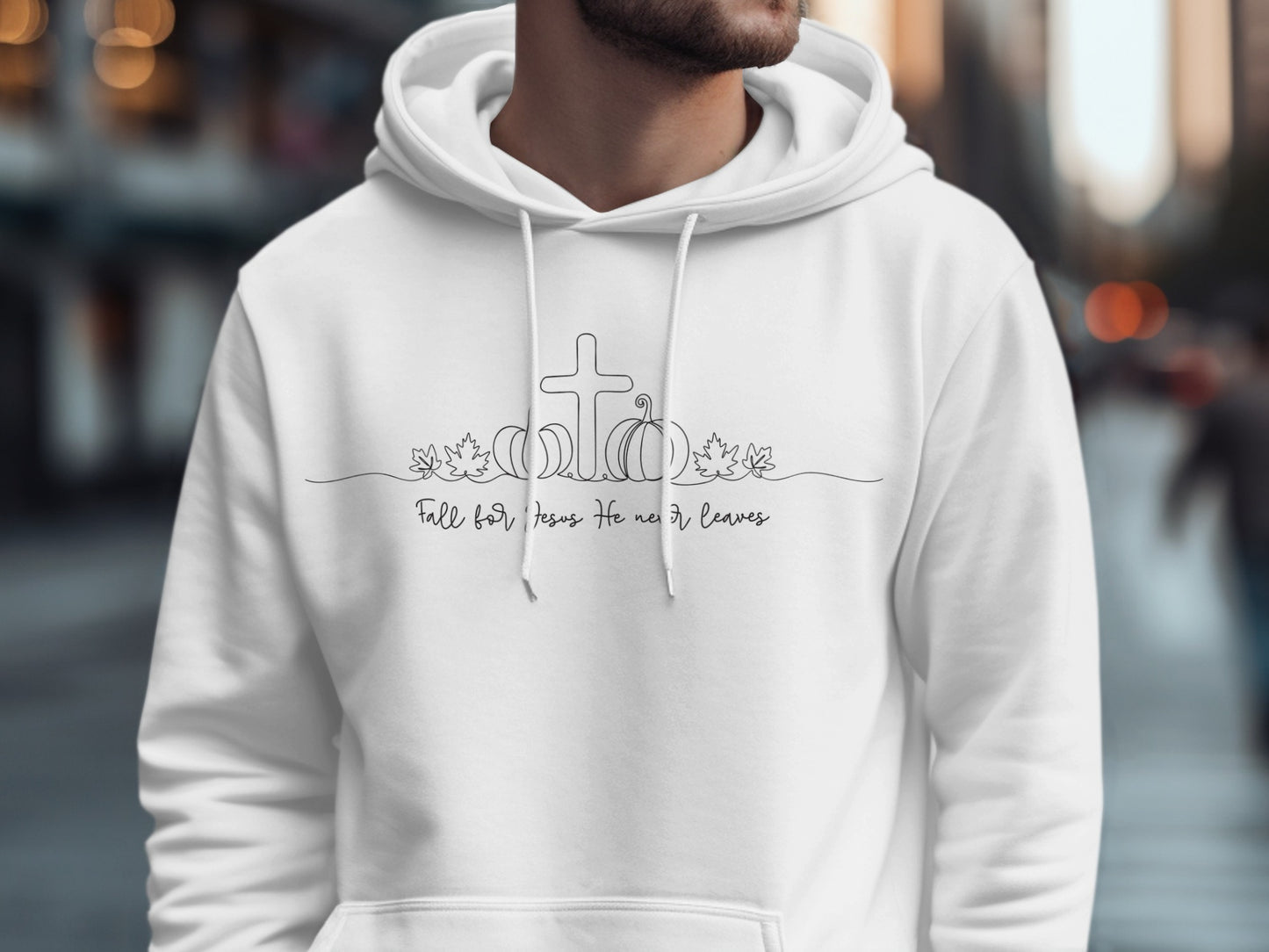 Fall for Jesus He Never Leaves Hoodie