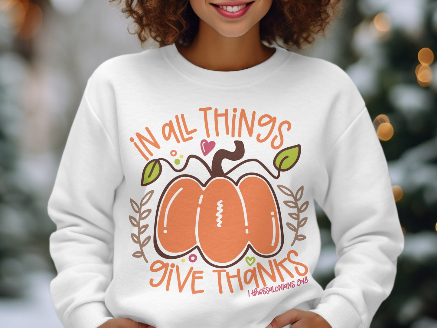 In All Things Give Thanks Graphic Sweater