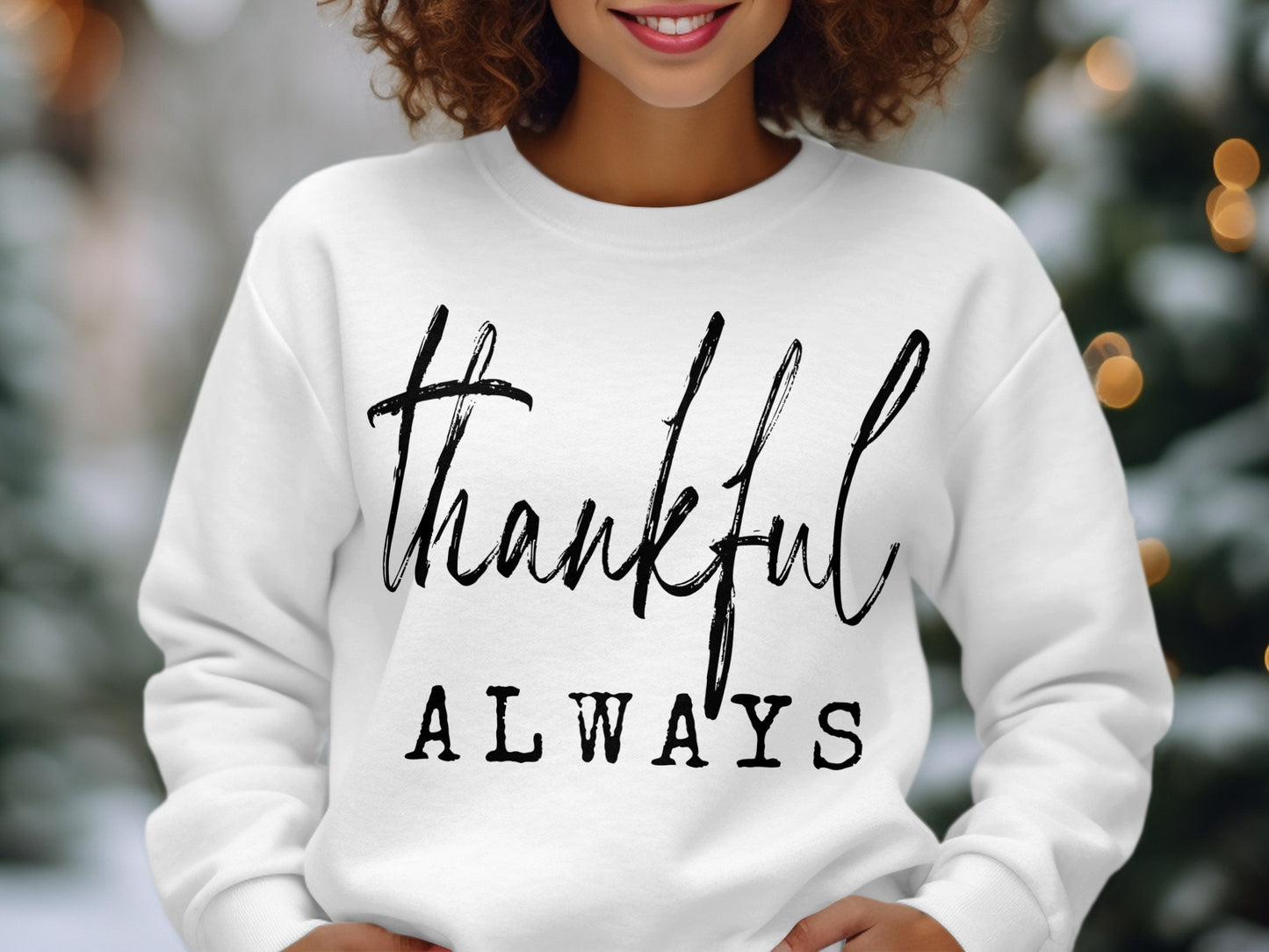 Thankful Always Festive Holiday Sweater for Women