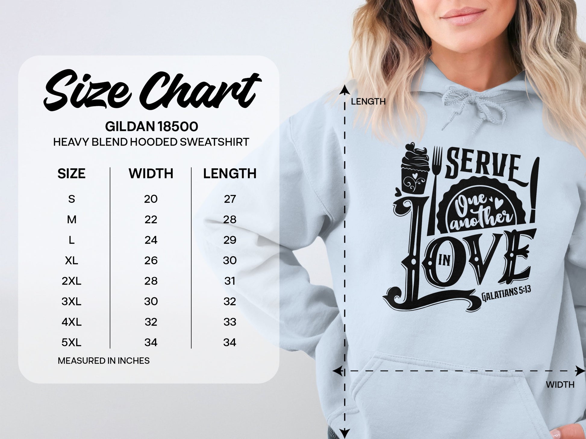 Serve One Another In Love Graphic Hooded Sweatshirt