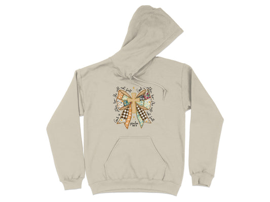 Cozy Hoodie with Unique Bow Graphic Design