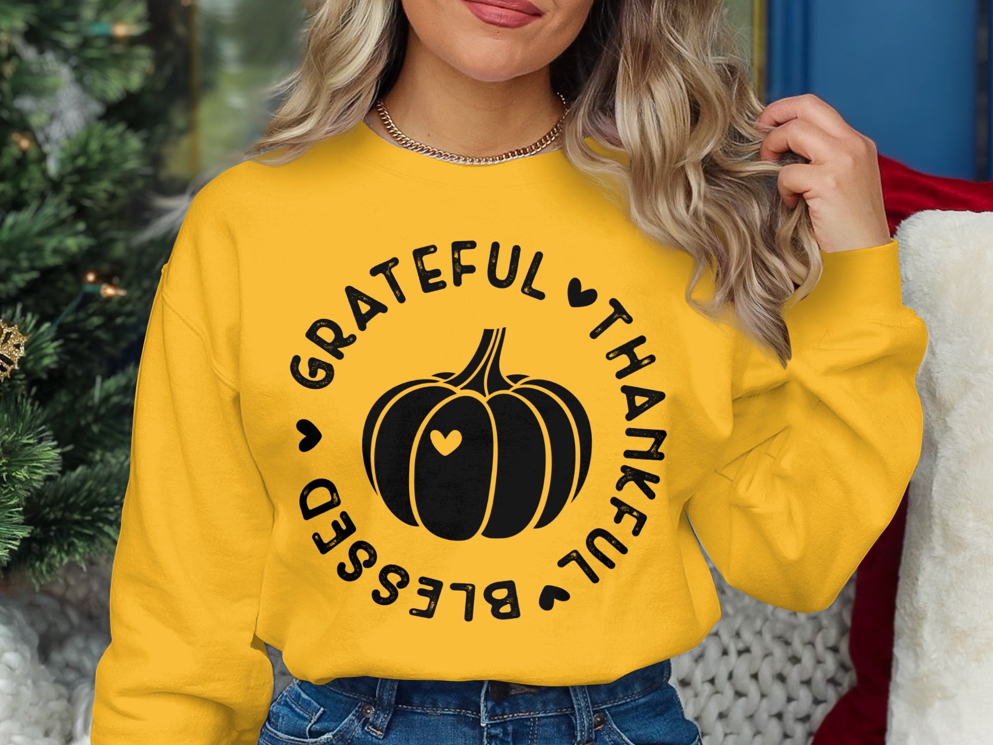 Grateful Thankful Blessed Graphic Sweatshirt