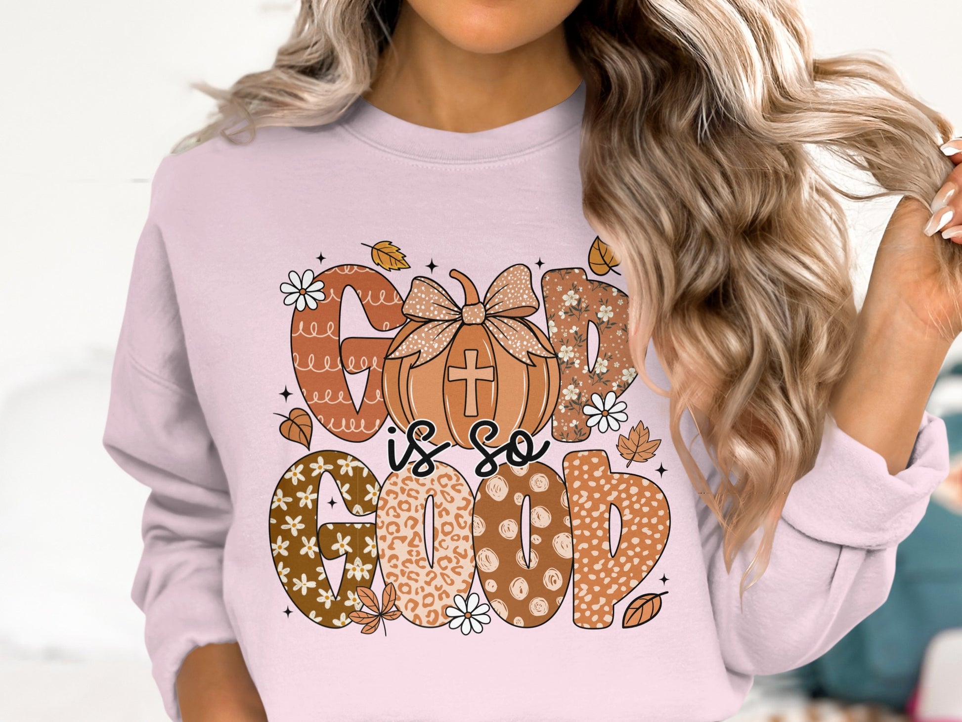 Cute Pumpkins and Leaves God Is So Good Sweatshirt
