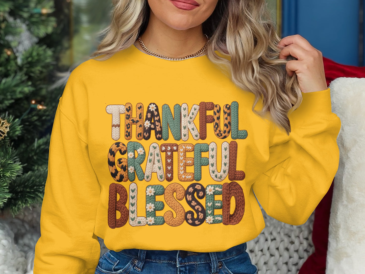 Thankful Grateful Blessed Graphic Sweatshirt