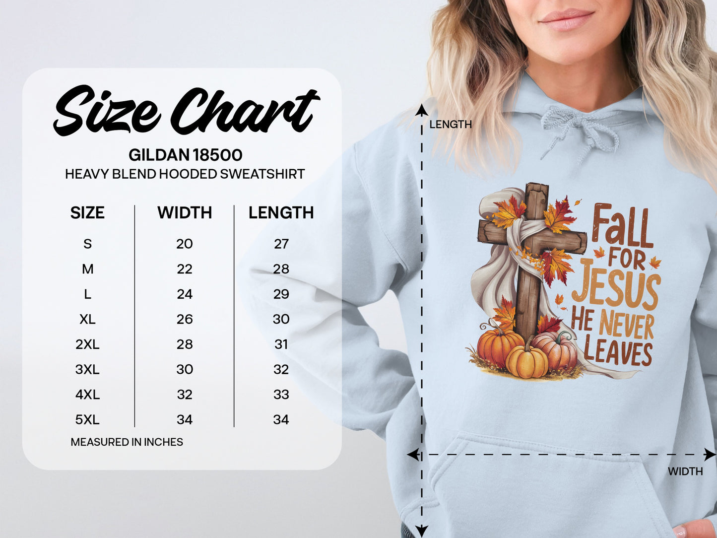 Fall For Jesus He Never Leaves Hooded Sweatshirt