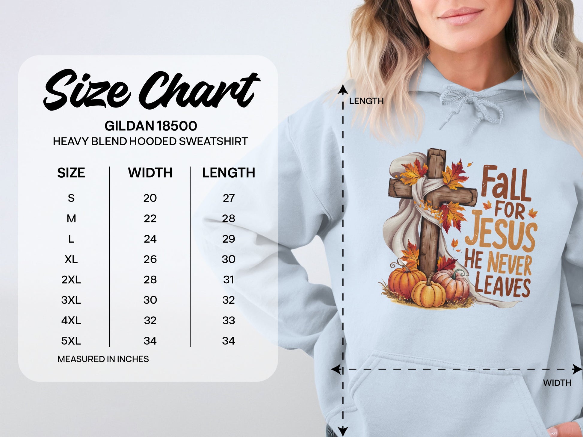 Fall For Jesus He Never Leaves Hooded Sweatshirt