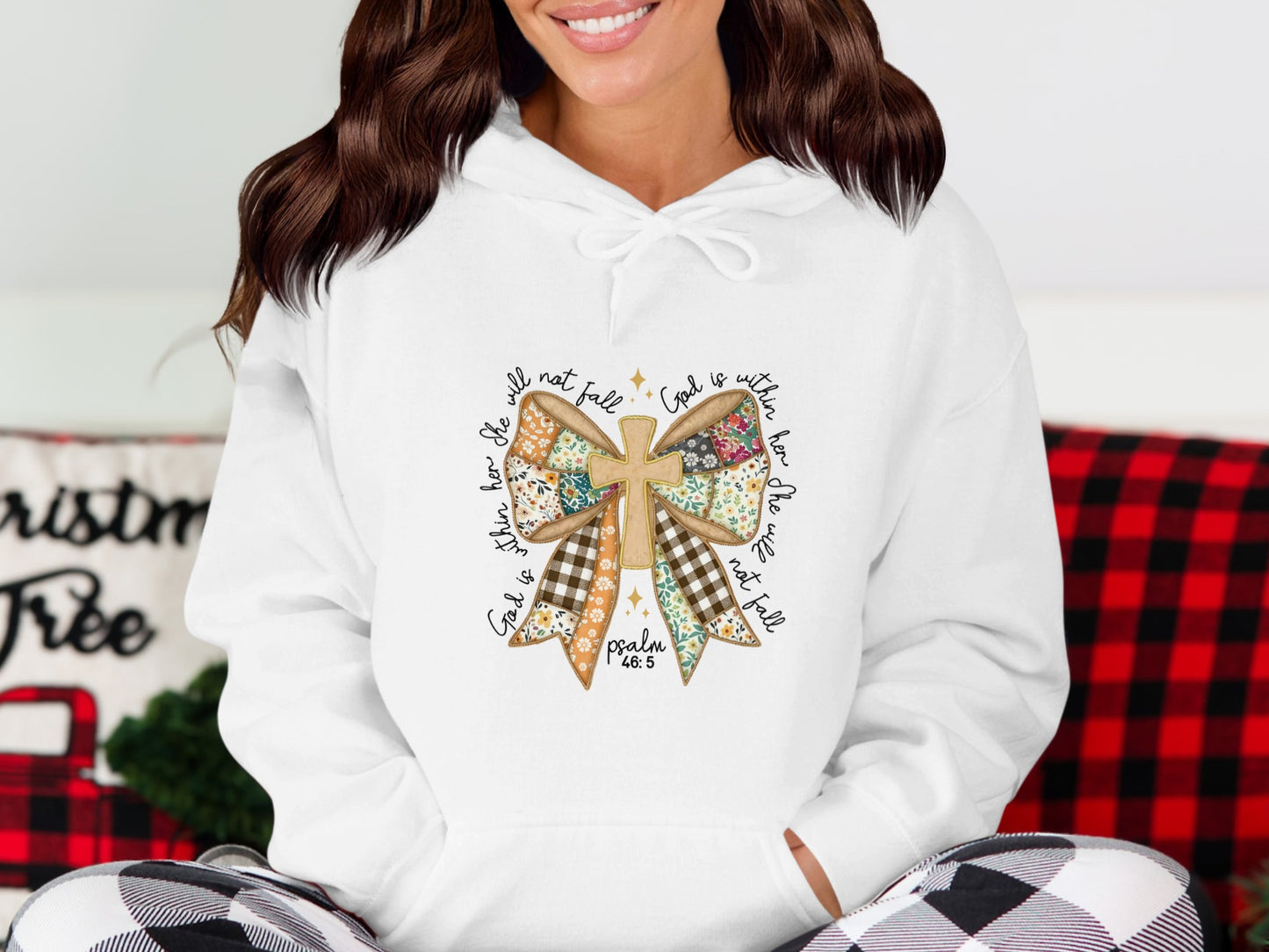 Inspirational Psalms Hoodie with Bow Design