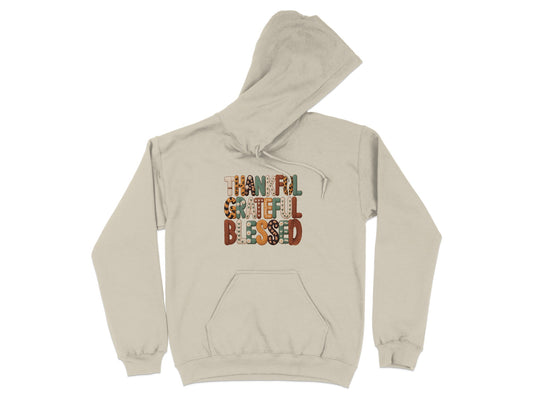 Thankful Grateful Blessed Cozy Hoodie Sweatshirt
