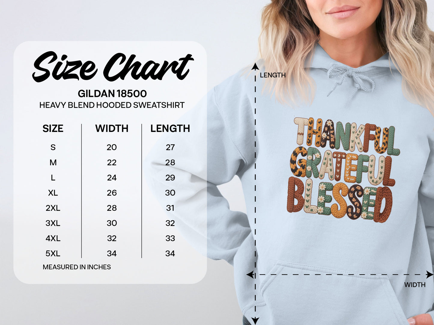 Thankful Grateful Blessed Heavy Blend Hooded Sweatshirt