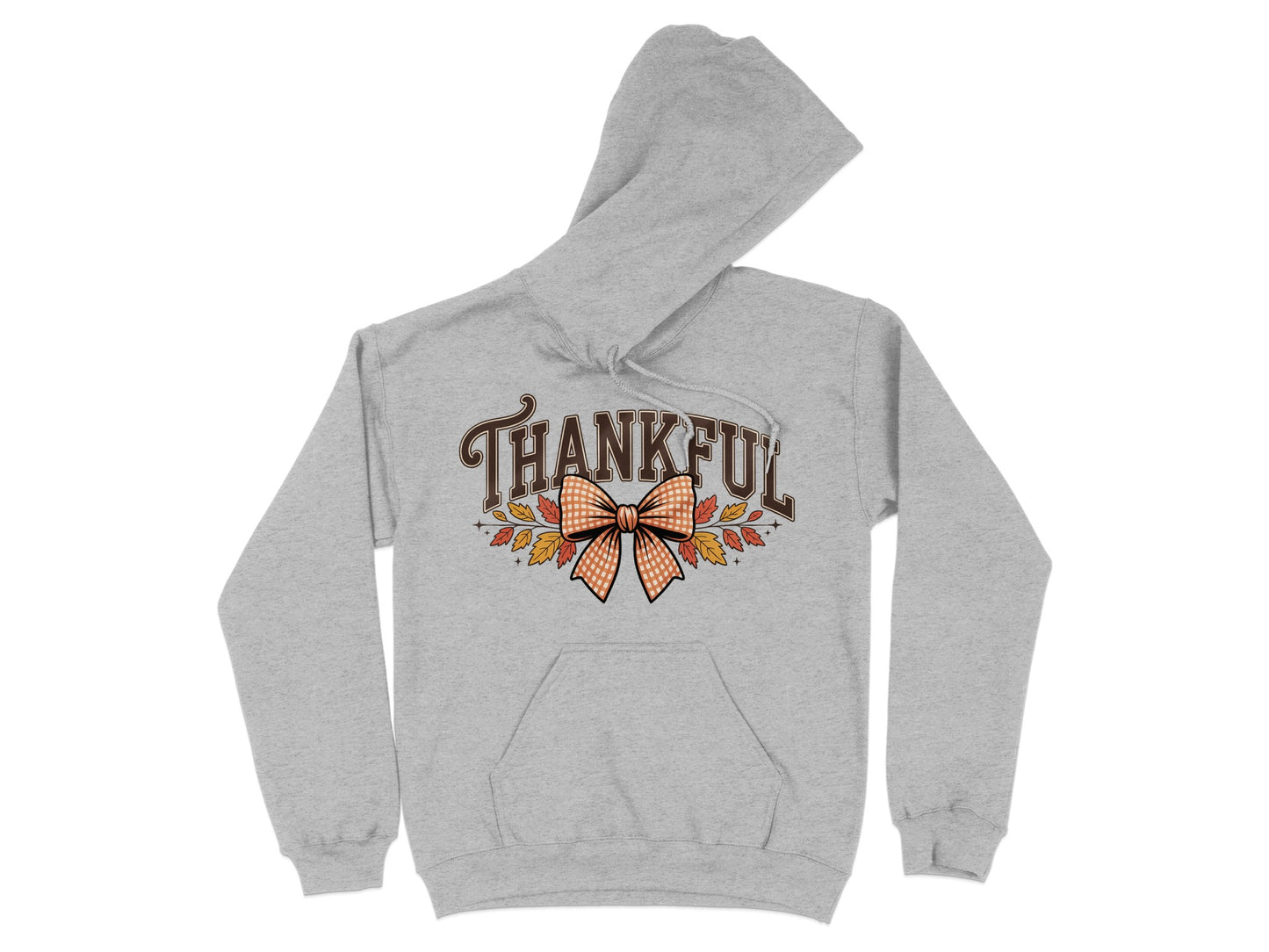 Thankful Hoodie with Bow and Autumn Leaves Design