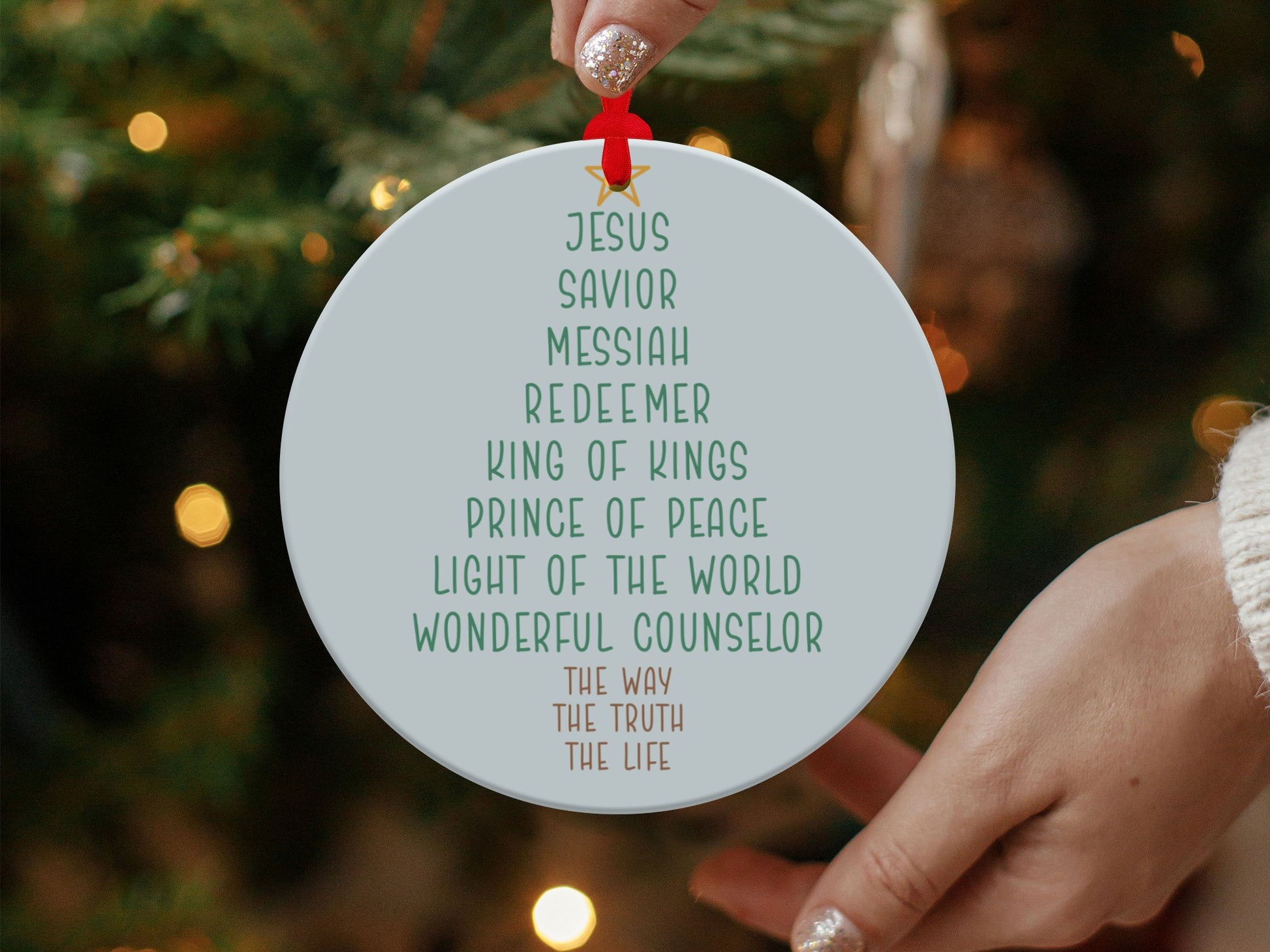 Christmas Round Ornament Jesus Savior Messiah Decor